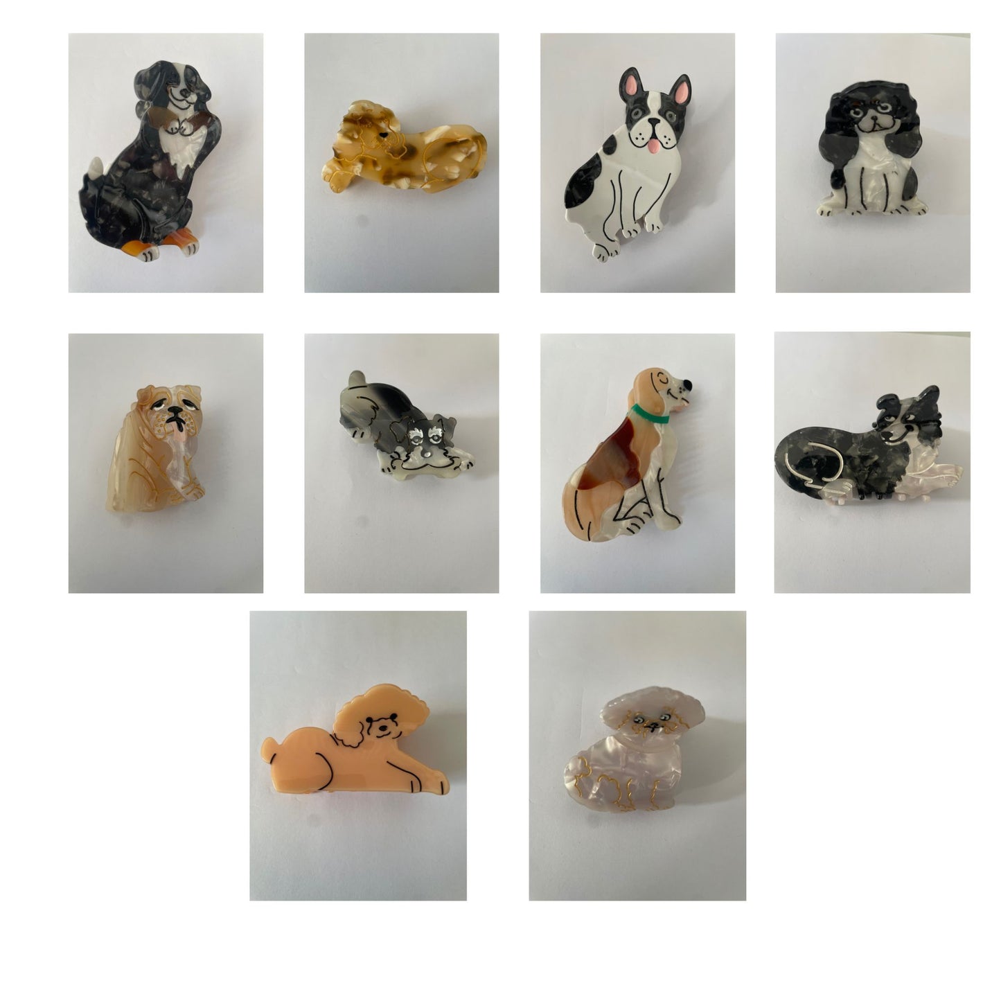 Pince à cheveux en forme de chien – Races assorties (prête à être expédiée)