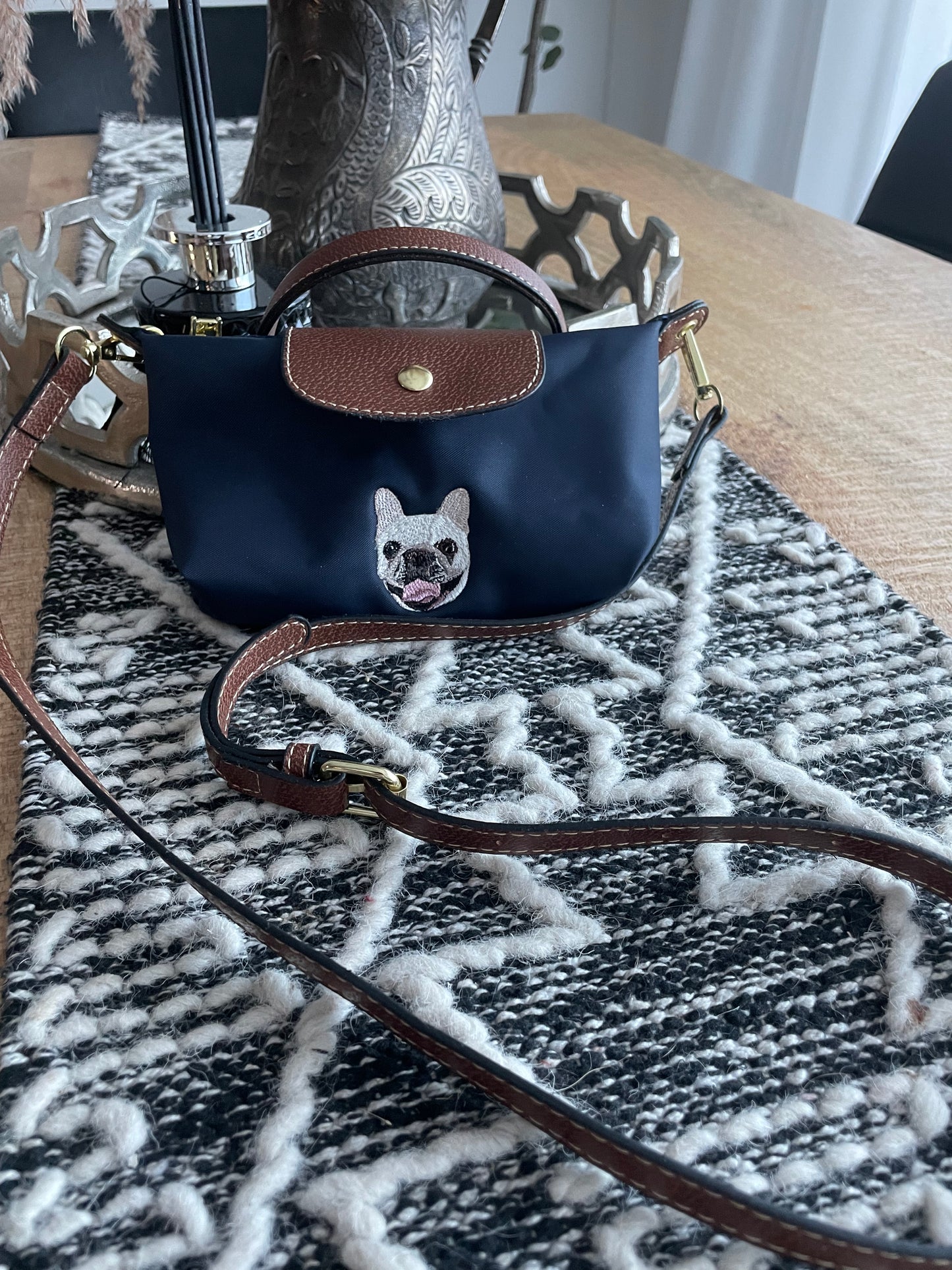 Embroidered mini crossbody bag
