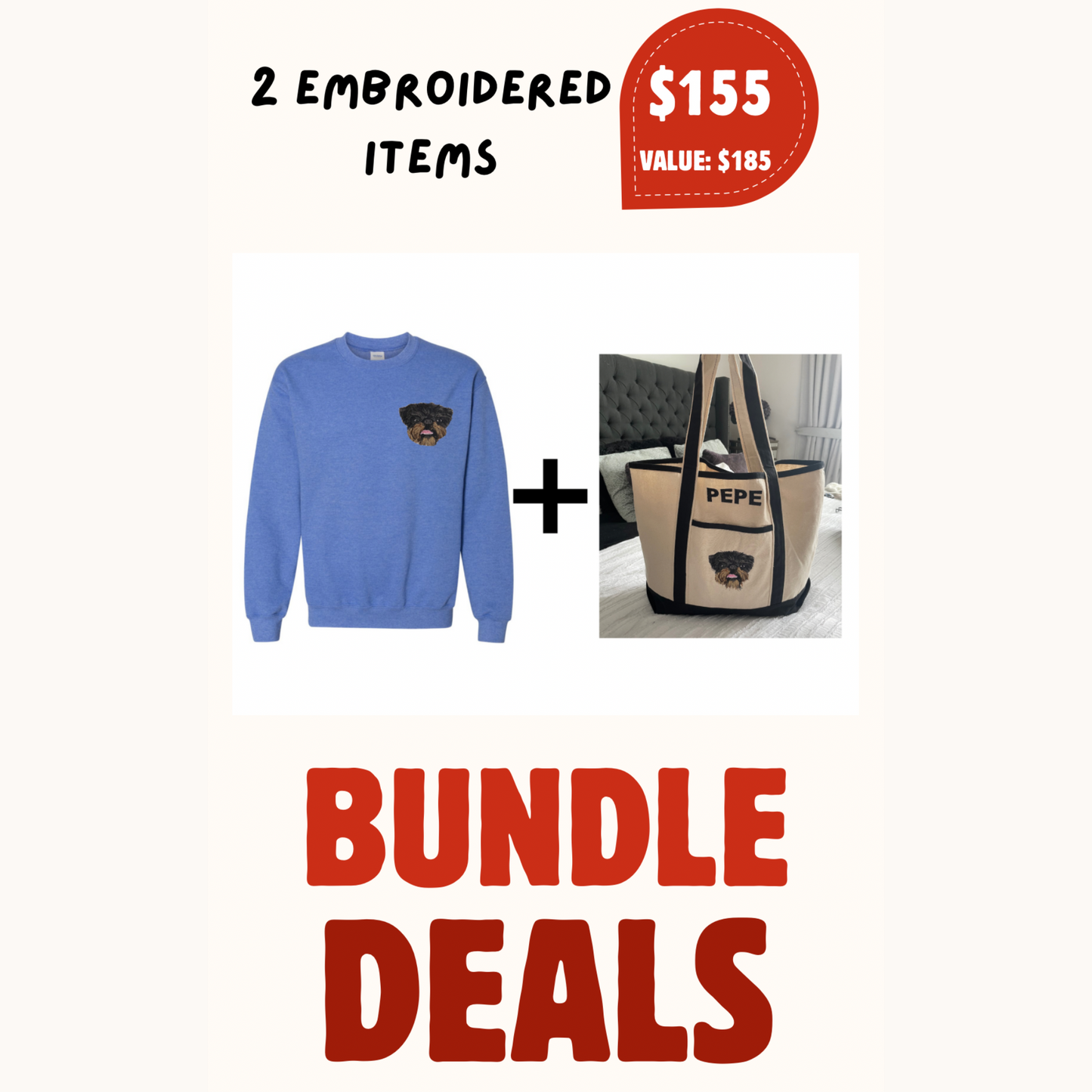 Embroidered Bundles Gift ( 1 Crewneck + 1 Beach Bag)