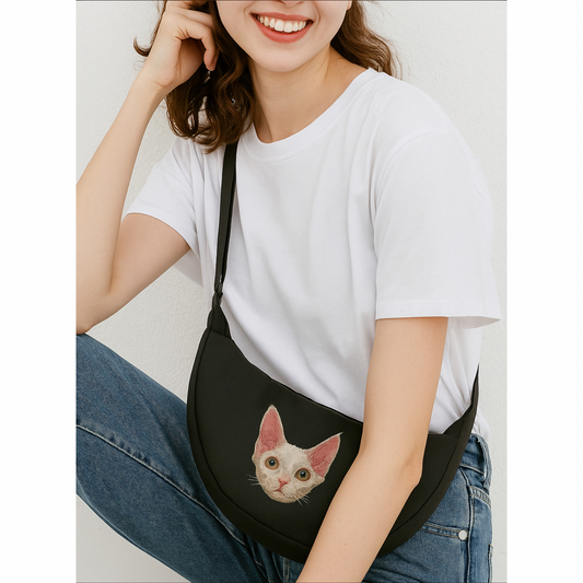 Sac Banane Croisé en Nylon Brodé – Portrait Personnalisé de Votre Animal