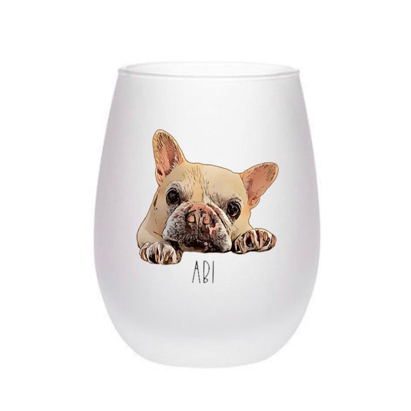Frosted Wine Glass with your Pet Face
