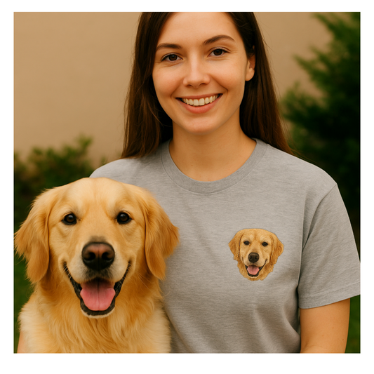 T-shirt Brodé Personnalisé avec le Visage de Votre Animal