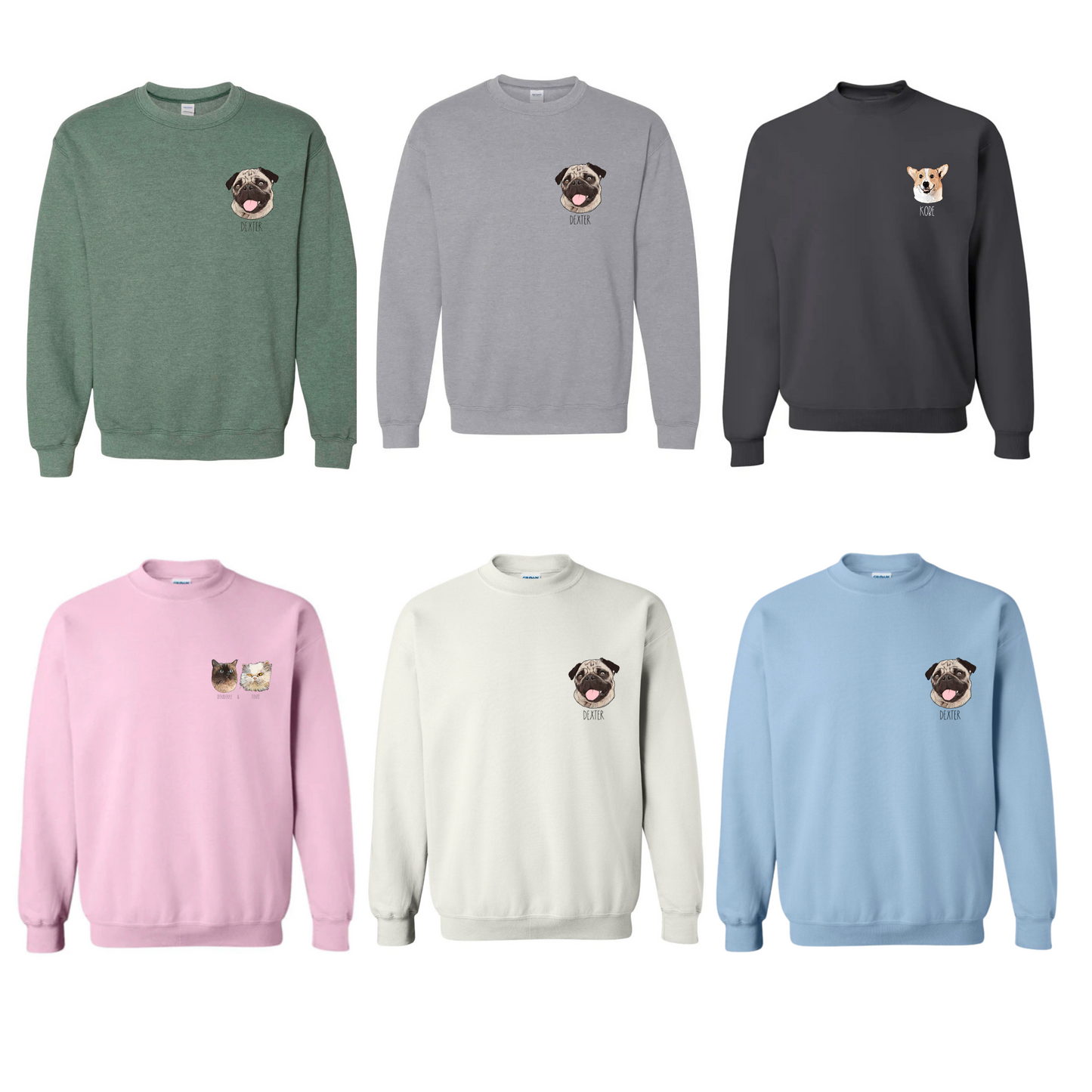 Custom Printed Crewneck with Your Pet’s Image – Personalized Gift for Pet Lovers