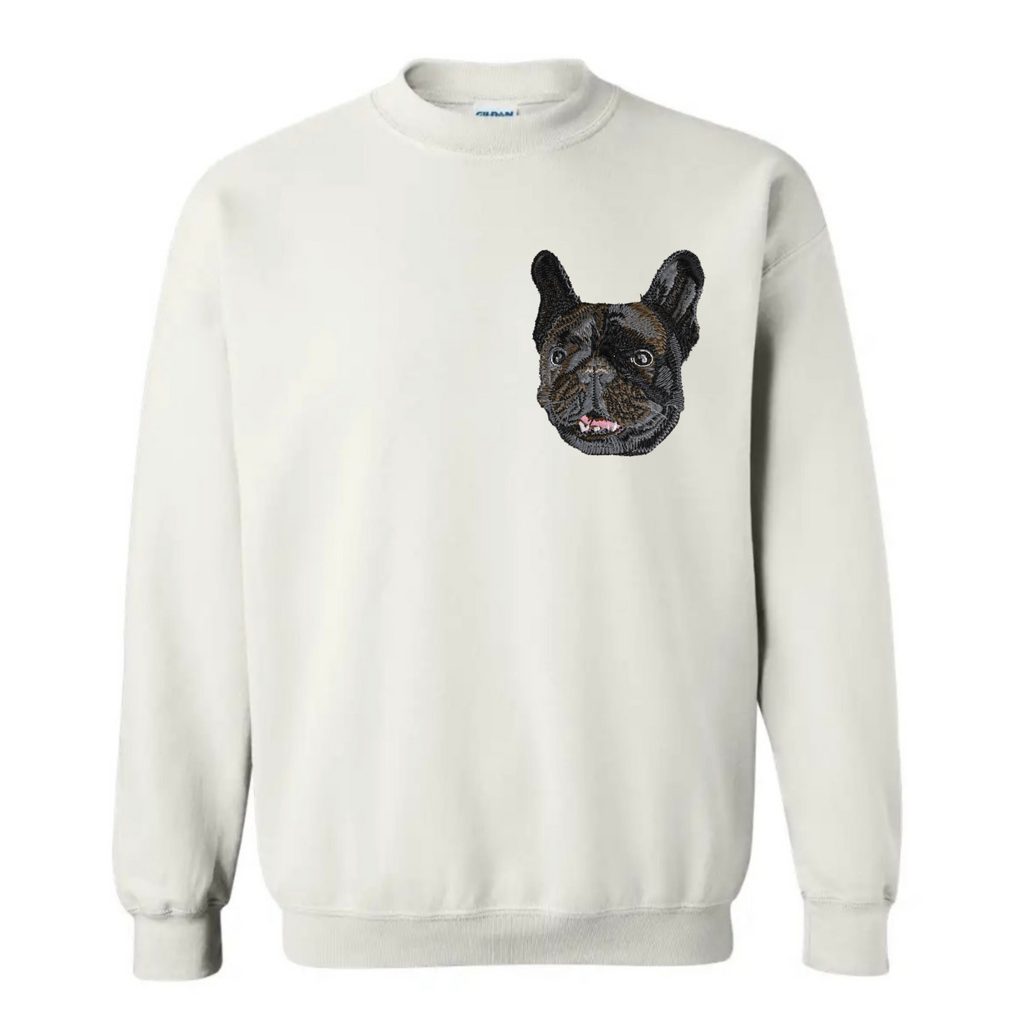 Chandail brodé bouledogue français noir