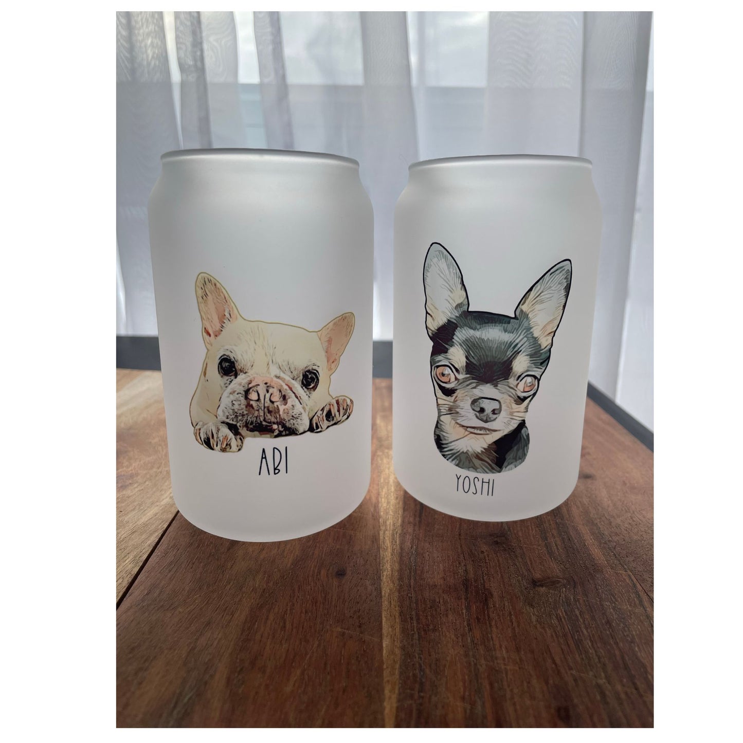 Frosted Can Glass- 13oz with your Pet Face-only glass