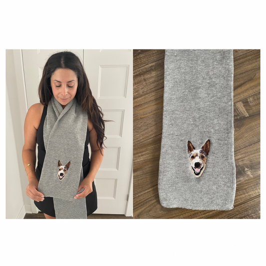 Custom Embroidered Scarf with Your Pet’s Face – A Cozy & Personalized Gift for Pet Lovers