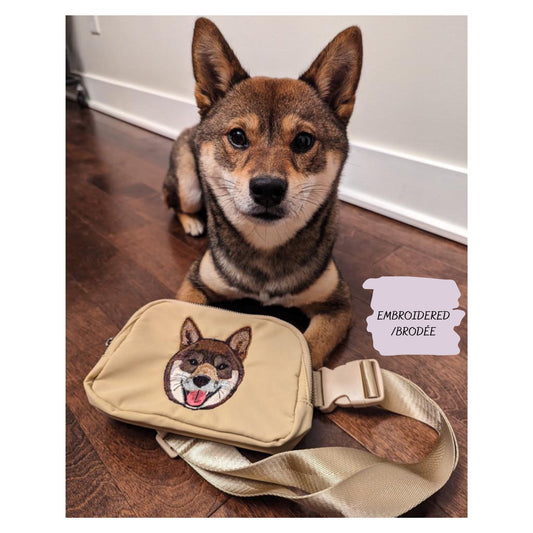 Sac Banane Personnalisé avec Portrait Brodé de Votre Animal – Cadeau Unique pour Amoureux des Animaux