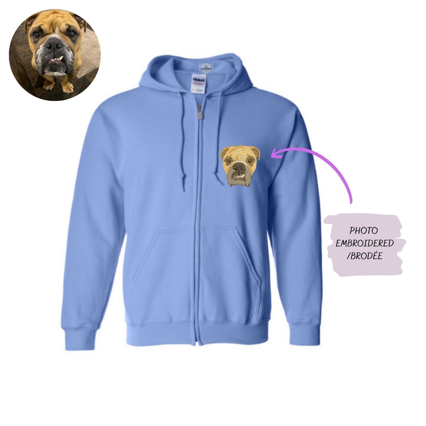 Embroidered Custom Pet Zip Sweatshirts