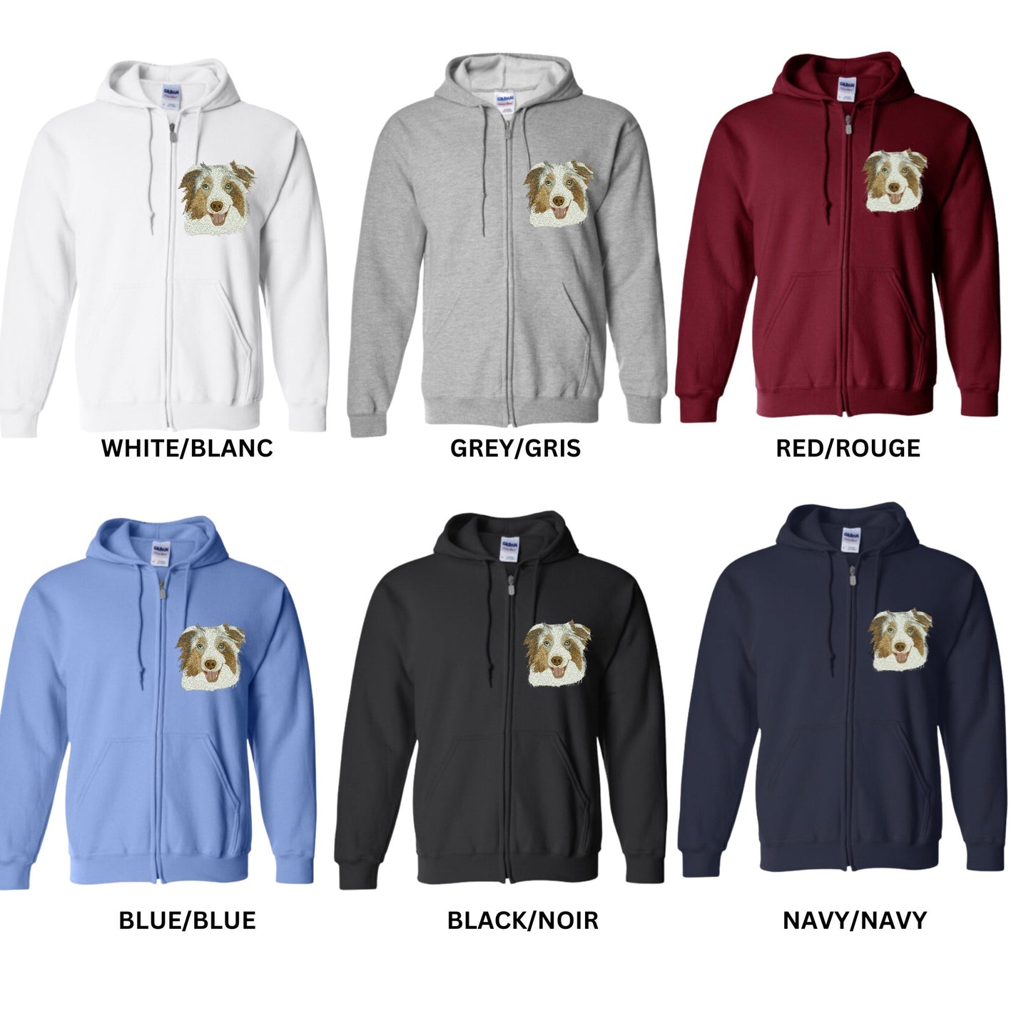 Sweat à capuche zippés personnalisés brodés pour animaux de compagnie