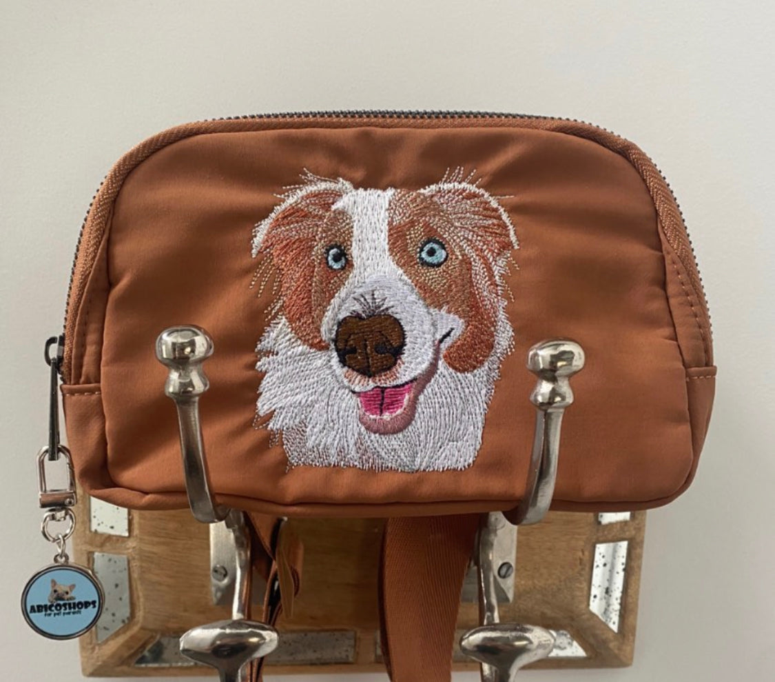 Custom Embroidered Pet Portrait Belt Bag – Personalized Gift for Pet Lovers