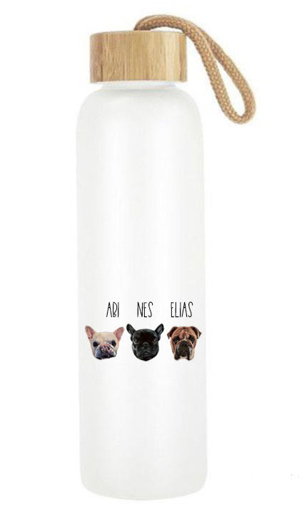Custom Frosted Glass Water Bottle – Personalized with Your Pet’s Face & Name