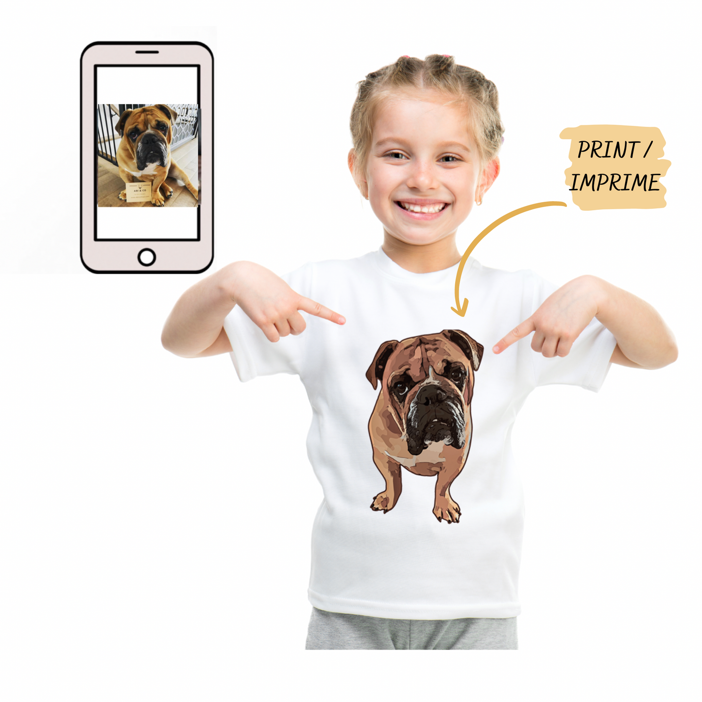 Custom Printed Kids T-Shirt with Pet Face – 50% Off