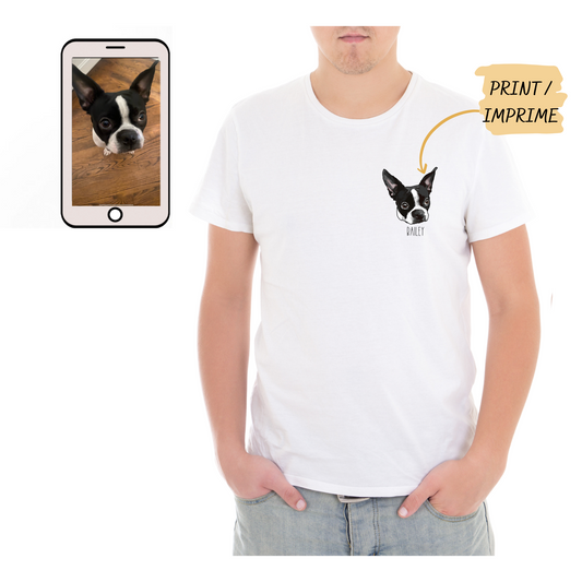 Chandail à manches courtes personnalisé Adulte avec l’image de votre animaux