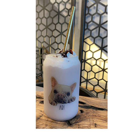 Verre givré - 13 oz avec le visage de votre animal de compagnie - verre uniquement