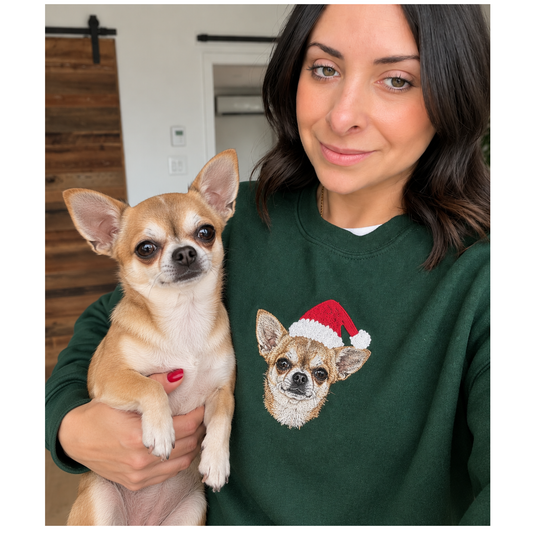 Custom Embroidered Pet Christmas Crewneck – Personalized Pet Gift