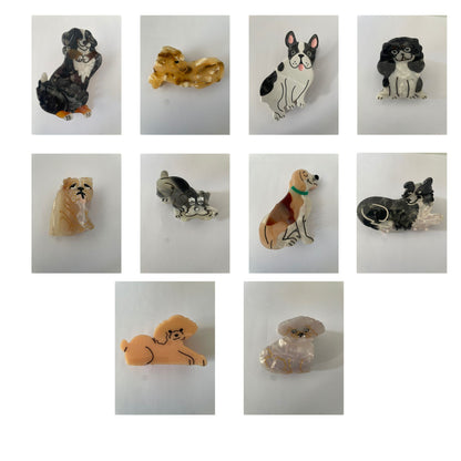 Pince à cheveux en forme de chien – Races assorties (prête à être expédiée)