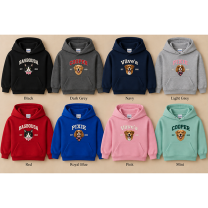 Kids Custom Embroidered Pet Hoodie – Name, Year & Portrait