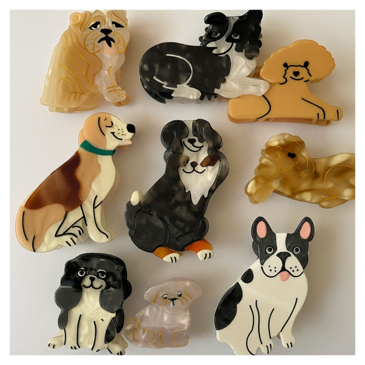 Pince à cheveux en forme de chien – Races assorties (prête à être expédiée)