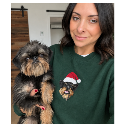 Personalized Christmas Pet Portrait Crewneck – Embroidered