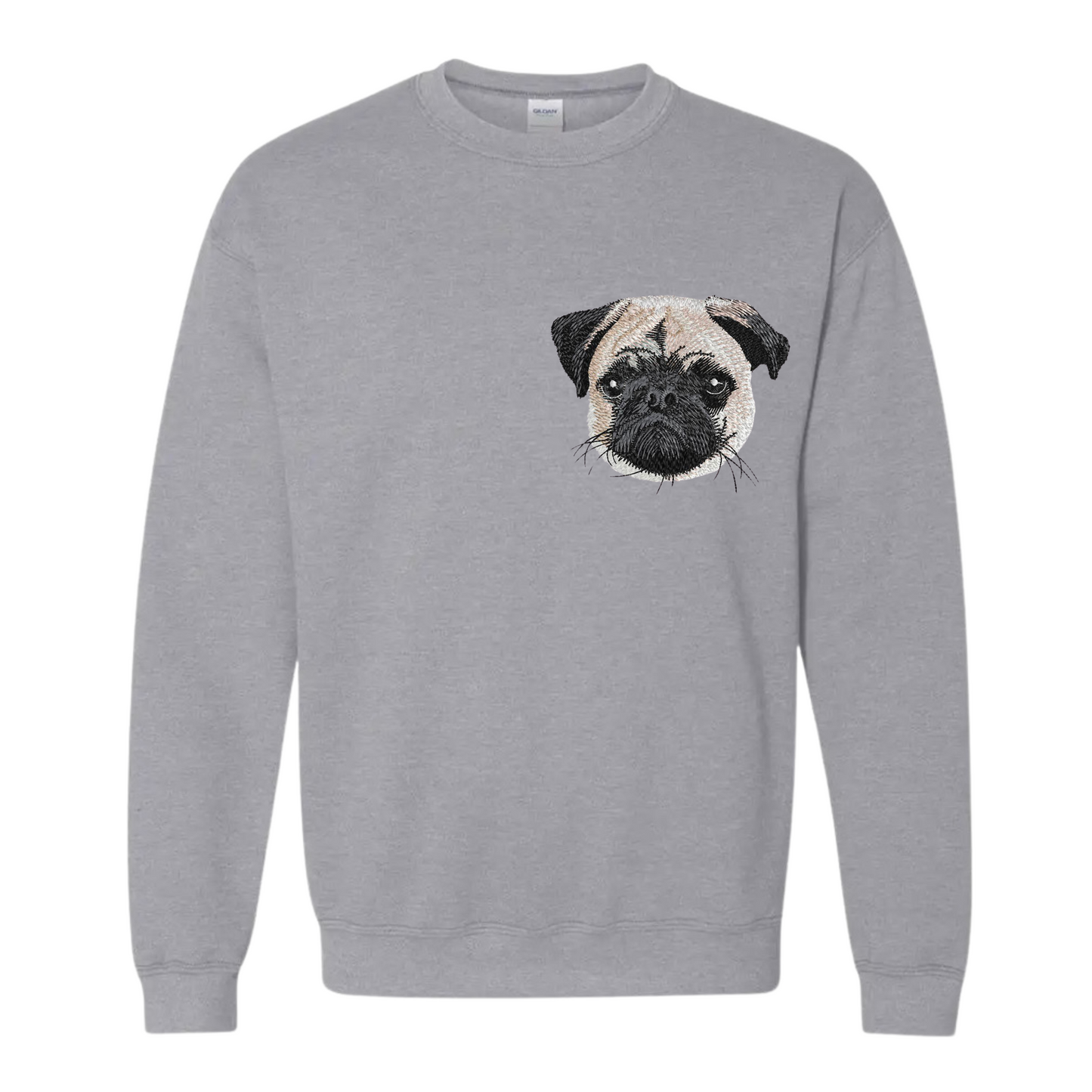 Pug Embroidered Crewneck