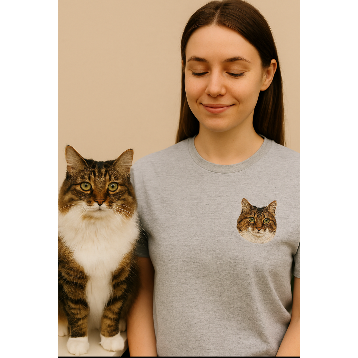 T-shirt Brodé Personnalisé avec le Visage de Votre Animal