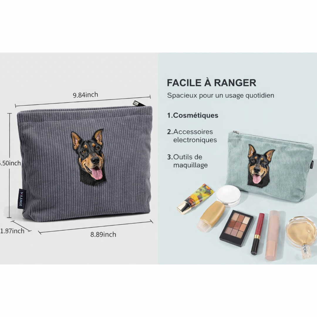 Custom Embroidered Pet Portrait Makeup Bag