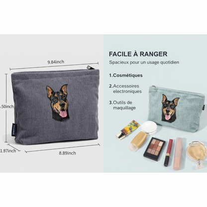 Custom Embroidered Pet Portrait Makeup Bag