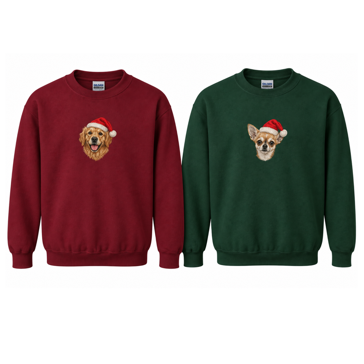 Personalized Christmas Pet Portrait Crewneck – Embroidered
