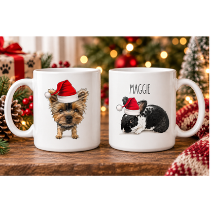 Personalized Christmas Pet Portrait Mug – 15 oz Ceramic
