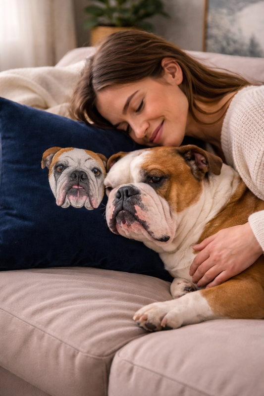 Custom Embroidered Pet Portrait – Velvet Pillow Cover