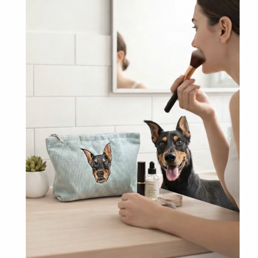 Custom Embroidered Pet Portrait Makeup Bag