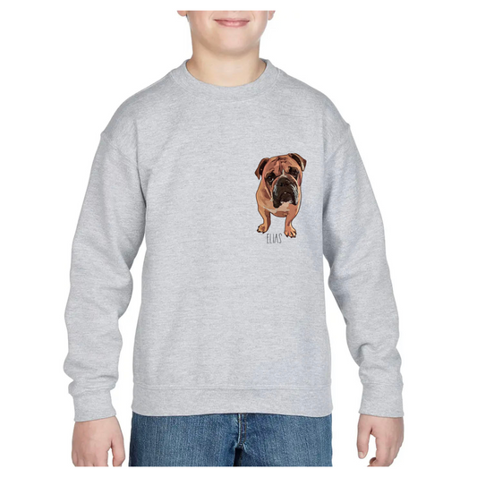 Custom Kids Crewneck – Printed with Your Pet’s Photo & Name