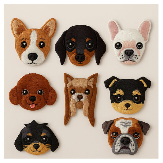 Patch brodé de chien – thermocollant (prêt à être expédié)