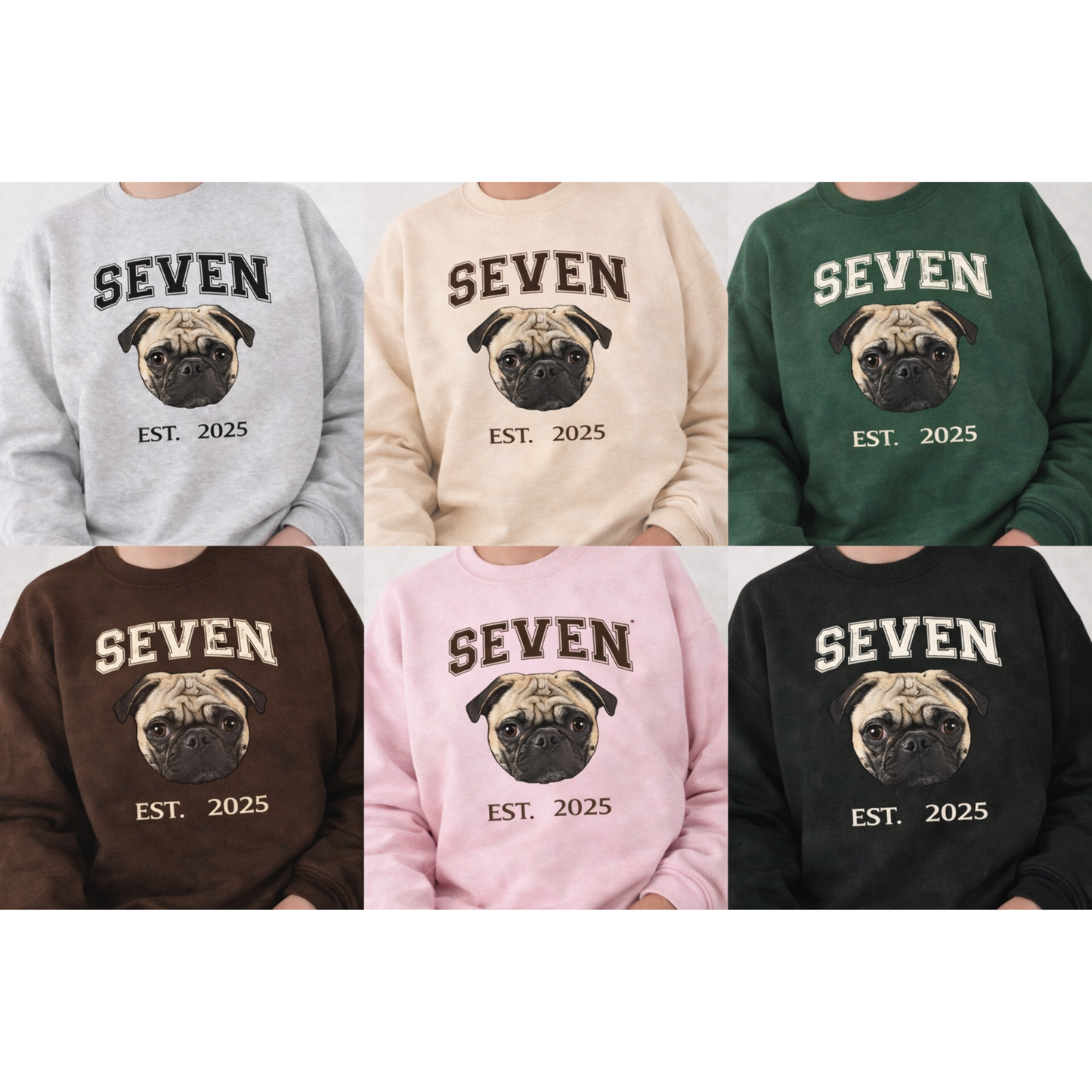 Custom Printed Pet Portrait Crewneck – Name & Birth Year