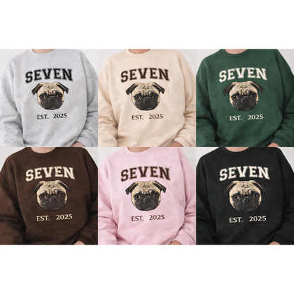 Custom Printed Pet Portrait Crewneck – Name & Birth Year