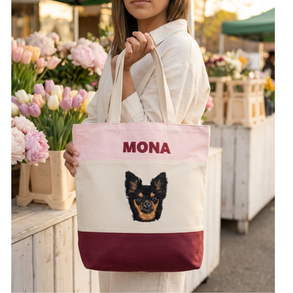 Spring Limited Edition-Custom Embroidered Pet Face Tote Bag