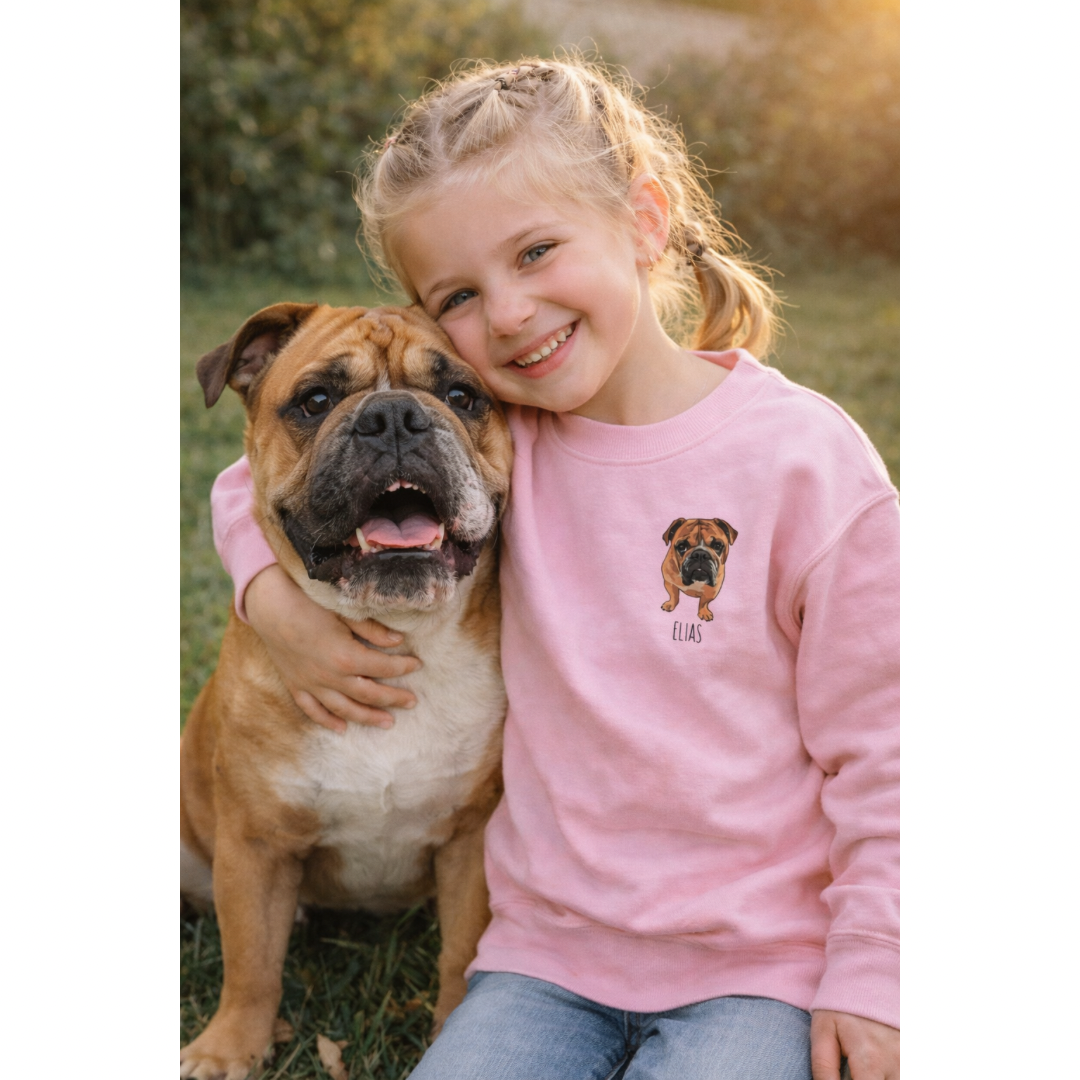 Custom Kids Crewneck – Printed with Your Pet’s Photo & Name