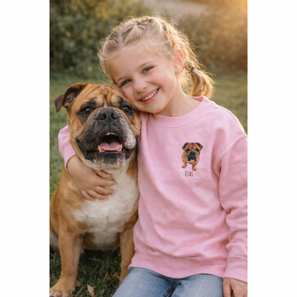 Custom Kids Crewneck – Printed with Your Pet’s Photo & Name