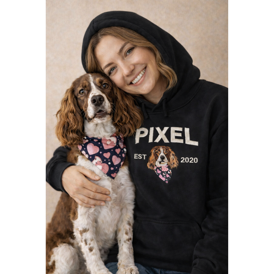 Custom Embroidered Pet Hoodie – Name + EST Year + Pet Portrait
