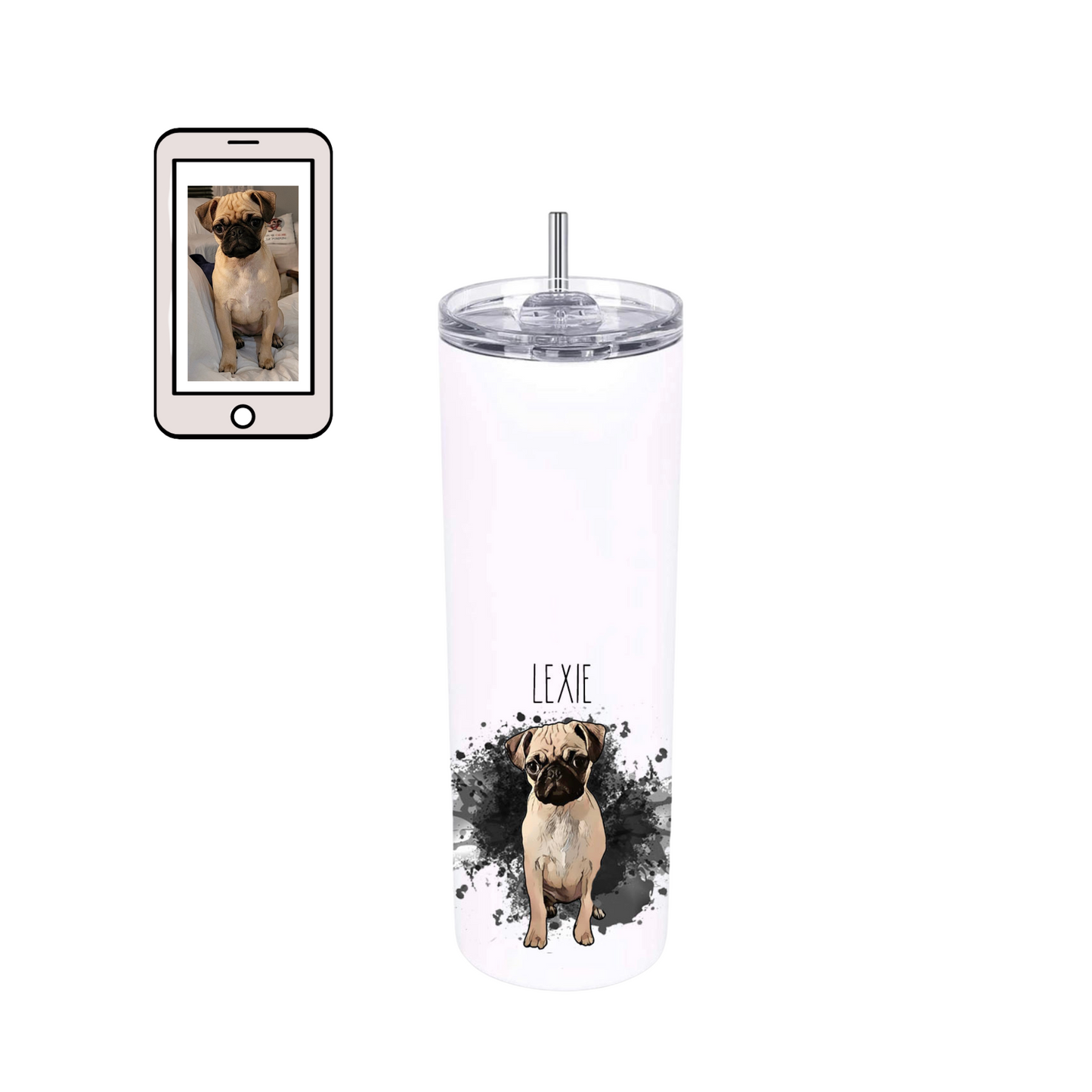 Black Background Tumbler with your Pet Face